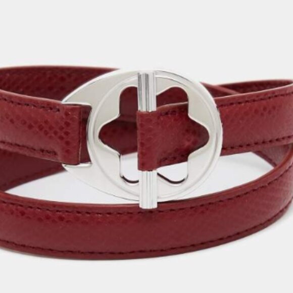 Mont Blanc Hold Me Tight Leather Sterling Silver Bracelet - Picture 2 of 5